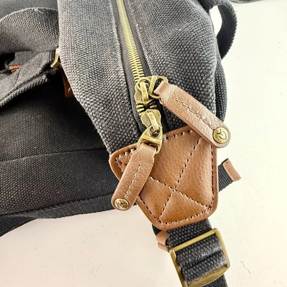 VESSEL Heavy Canvas and Faux Suede Synthetic Leather Backpack